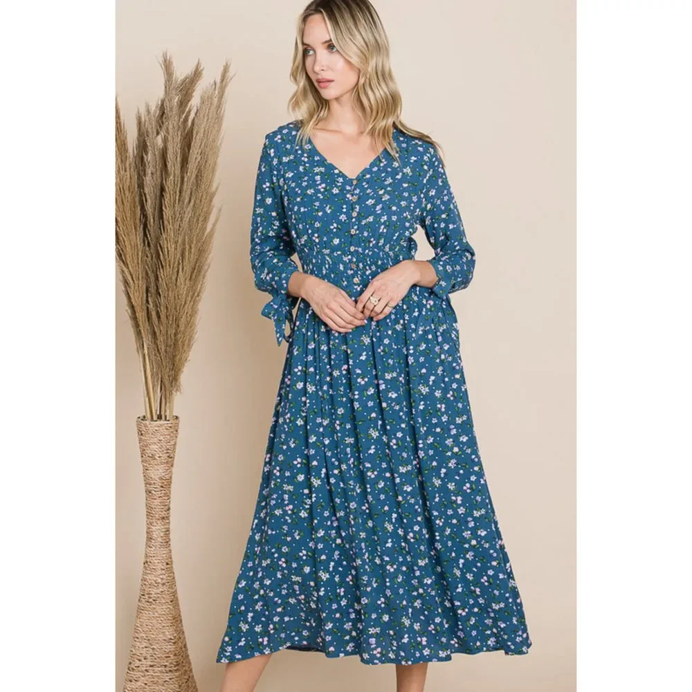 Reborn J Floral V-Neck Midi Dress - Picture 3 of 3